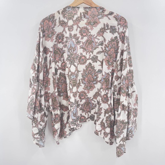 Universal Thread Cardigan Women's One Size 2XL Cotton Linen Boho Printed Coastal - Picture 5 of 8